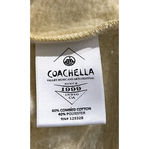VTG Coachella Music Arts Festival Ivory Embroidered Flowers Zip Hoodie - Picture 9 of 10